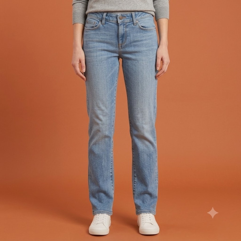 Talbots Heritage Straight Leg Jeans Women Size 4 Blue Denim Stretch EUC